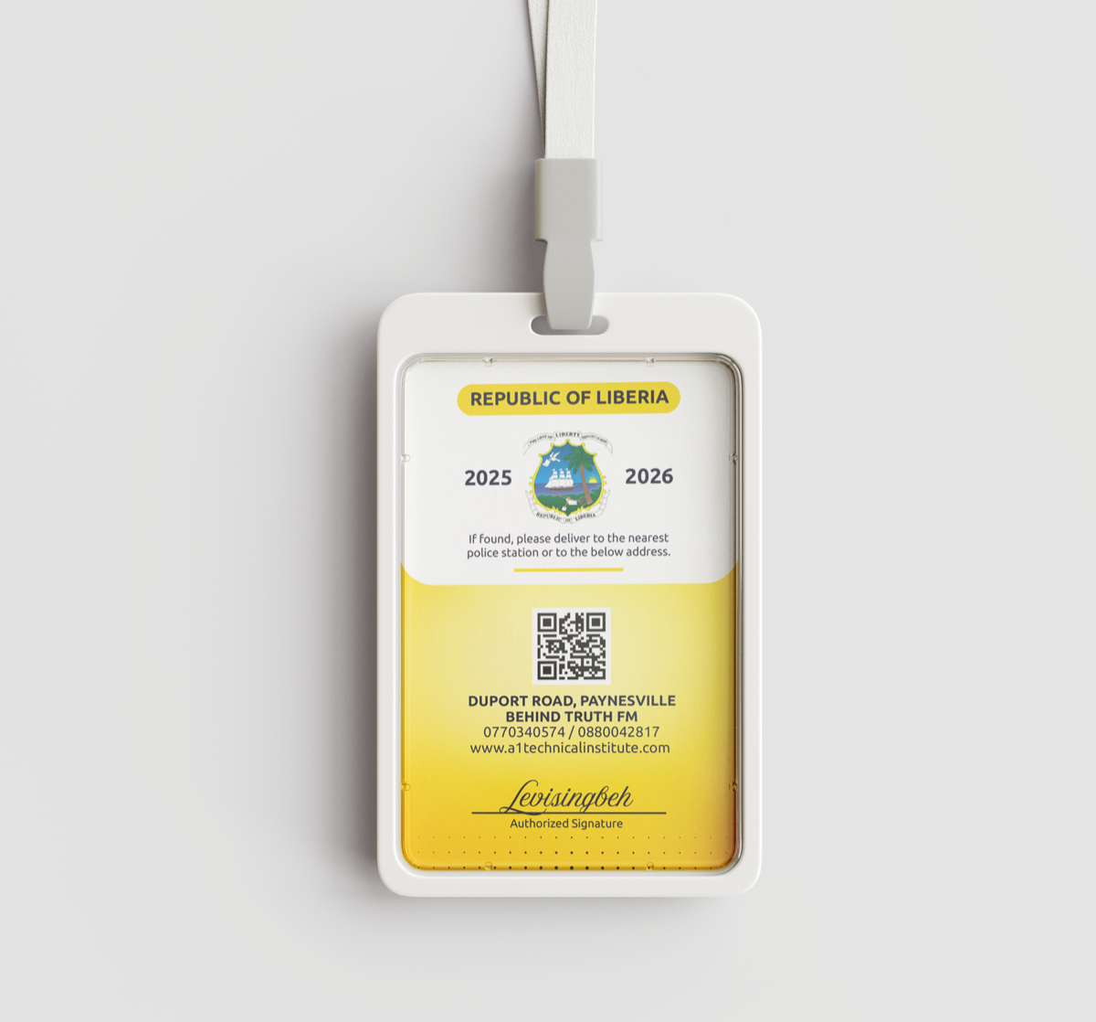 A1 ID Card Back